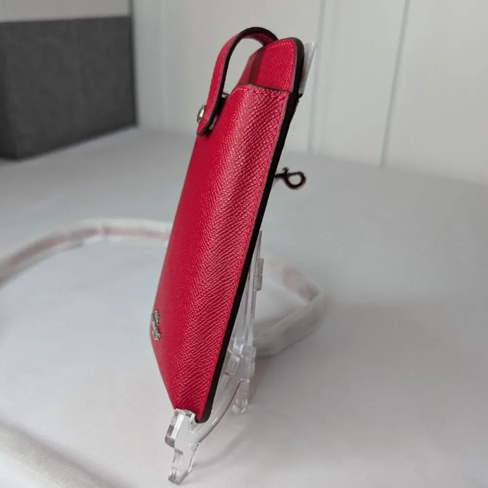Coach North South Phone Crossbody In Crossgrain Leather - Candy Apple (red), NWT